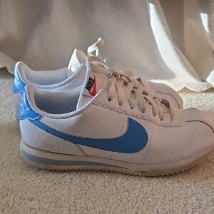 Nike Cortez Classic White and Blue Sneakers